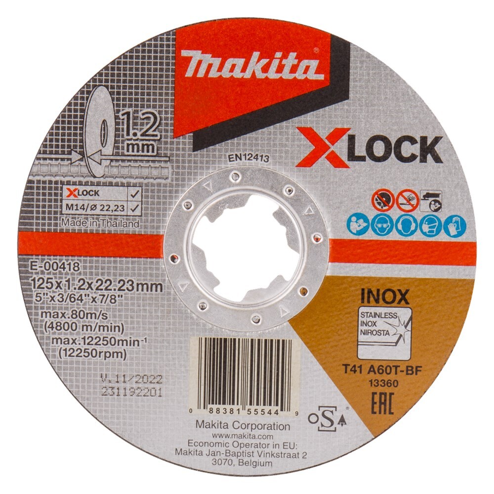 Makita Doorslijpschijf X-Lock 125X1,2X22,23mm RVS - E-00418