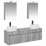vidaXL Badkamerkast - set - 5 - st - Grijs - Sonoma - Bewerkt - hout