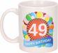 Bellatio Decorations Shoppartners Bv 49 jaar Verjaardag koffiemok - cadeau beker - feestelijke ballonnen print - 300 ml - keramiek - wit