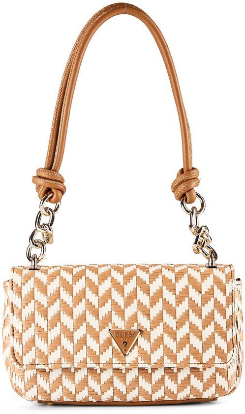 GUESS Tessi Flap Shoulder Bag Cognac Multi Lichtbruin