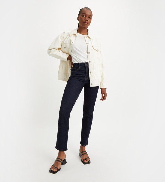 Levi's 724 High Waist Straight Fit Jeans - Dark Blue Denim