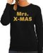Bellatio Decorations Mrs. x-mas Foute Kersttrui sweater voor dames - zwart - met gouden glitter letters - kerstkleding / kerst outfit M