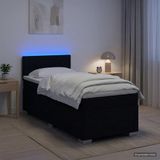 vidaXL Boxspringbed met matras en LED-verlichting, zwart, 100 x 200 cm, stof
