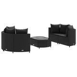 VidaXL 5-delige Loungeset met kussens, poly rattan, zwart