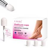 LALILL LUX Schuurdoppen, 100 stuks, witte freesdoppen voor nagelfrees, manicure, pedicure en podologie, opzetstukken voor voetverzorging, eeltverwijdering, nagelmodellering, 10 mm, korrel 60