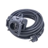 As Schwabe 60458 3-Weg Massief Rubberen Slanglijn Verlengkabel Verdeler, IP44, 230 V/16 A, 25 meter Kabellengte