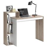 BAKAJI Bureau met boekenkast, 4 planken, werktafel, pc-deur, frame en tafelblad van MDF-hout, inrichting, thuis, kantoor, slaapkamer, afmetingen 110 x 90 x 40 cm (eiken)