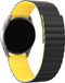 Strap-it horlogeband 22mm - Magnetisch siliconen bandje - zwart/geel - 46mm