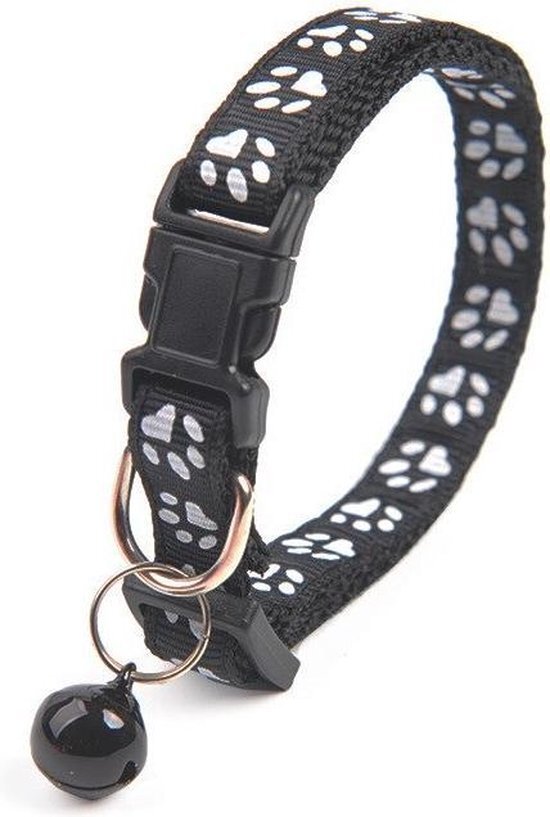 boutique winkel Verstelbare dieren halsbandje -Hondenhalsband Verstelbaar Kattenhalsband -Katten halsbandje-Kattenbandje met belletje Zwart zwart