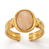 Lundholm Zoleste Ring Dames Goudkleurig met Steen Wit