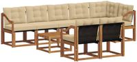 vidaXL - Hoek loungeset - Acacia hout - Natuurlijk en beige