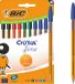BIC Cristal Original Fine Balpennen met doorschijnende oranje houder - Diverse inktkleuren - Doos van 10 - Fijne punt 0.8 mm