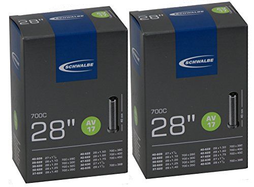Schwalbe AV17 Inner Tube, uniseks, zwart, 28 inch, set van 2
