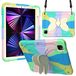 Compatibel iPad Mini 6 (2021) 3D Heavy Duty Hard Rugged Siliconen Beschermhoes met Kinderstandaard (Lichtgroen)