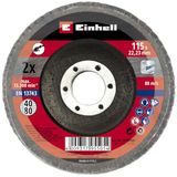 Einhell 2-delige waaierschijvenset, haakse slijper-accessoires, korrel P40 en P80, Ø 115 x 22,23 mm, schuurmop, lamellenschijven voor metaal en staal