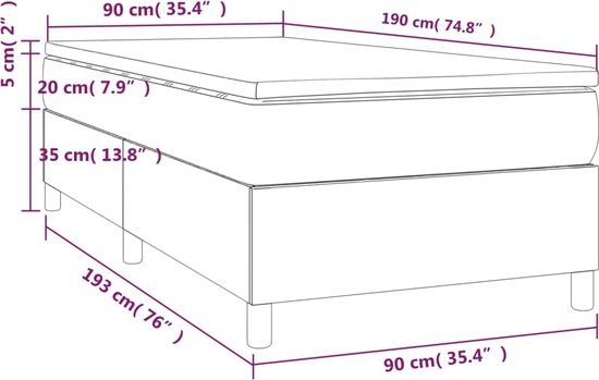 vidaXL Boxspring met matras fluweel lichtgrijs 90x190 cm