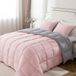 KASENTEX All Season Down Alternatieve Gewatteerde Dekbedset met Sham(s) - Omkeerbaar Ultra Zacht Dekbedovertrek Hypoallergeen Machine Wasbaar, Queen, Roze Potpourri/Quartz Zilver