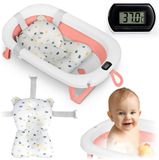 Ricokids Opvouwbaar babybadje met thermometer en inzetstuk wit-roze