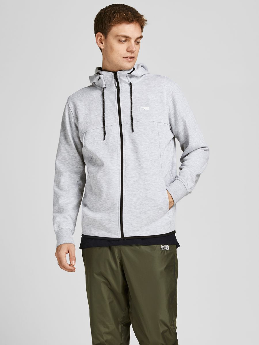 JACK & JONES Air sweat zip hood regular fit - heren sweatvest - grijs - XS
