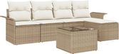 vidaXL Banc de jardin - Set - 6 - pièces - Beige - poly - rotin