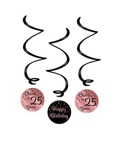 PD-Party Swirl decorations rose/black - 25, set van 6