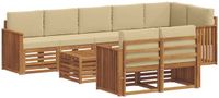 vidaXL - Bank loungeset - 8 zitplekken - Natuurlijk en beige - Polyester
