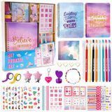 Dagboek GUYUCOM Dagboek set voor meisjes van 8 tot 12 jaar, dagboek met pennen, stickers en accessoires, scrapbooking-set voor meisjes, notitieboek, cadeau voor meisjes van 8, 9, 10, 11, 12