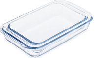 Merkloos Relaxdays Lasagne ovenschaal - set van 2 - 2 groottes - magnetronbestendig - glas