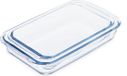 Merkloos Relaxdays Lasagne ovenschaal - set van 2 - 2 groottes - magnetronbestendig - glas