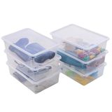 SUNDIS Clear Box, opbergbox met deksel, 22L, stapelbaar, set van 6
