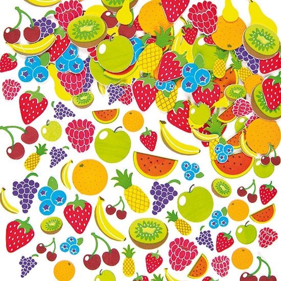 Baker Ross Foam stickers zomer fruit - knutselspullen voor kinderen - scrapbooking verfraaiing om te maken en versieren kaarten decoraties en knutselwerkjes 120 stuks