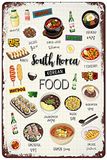 Vintage metalen borden Zuid-Korea voedsel poster Koreaans Seoul voedsel kunstwerk tinnen bord muurkunst decor plaquette voor thuis woonkamer keuken eetkamer restaurant 30 x 20 cm