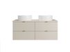 Vente-unique Meuble de salle de bain suspendu avec vasque à poser ronde - Beige - 120 cm - LAVENA