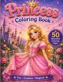 Princess Coloring Book: 50 Cute and Magical Coloring Pages for Kids Ages 4–8