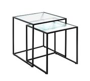 HAKU Bijzettafel set van 2 zwart metaal salontafel veiligheidsglas 5 mm