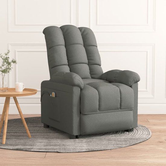 vidaXL Massagestoel elektrisch stof donkergrijs