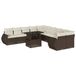 vidaXL 11-delige Loungeset met Kussens, Poly Rattan, Bruin