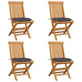 vidaXL Tuinstoelen 6 st met antracietkleurige kussens massief teakhout