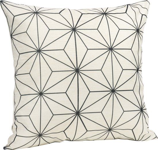 QUVIO Kussensloop met ster patroon - 45 x 45 cm - Zwart/Beige