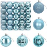vidaXL Kerstballenset - 50 st - Turquoise - 8 cm - Polystyreen