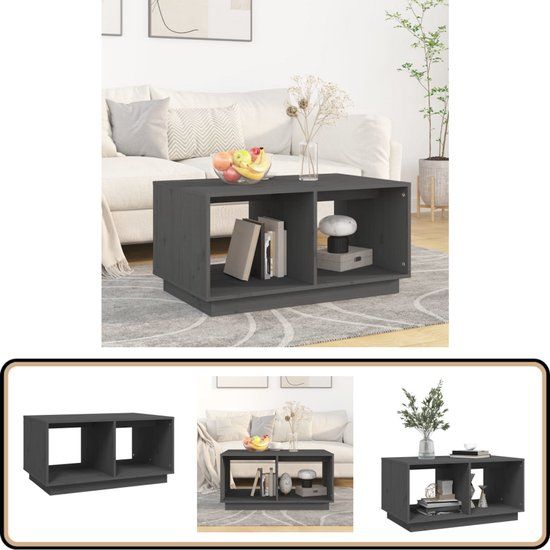 vidaXL Salontafel 80x50x40 cm massief grenenhout grijs