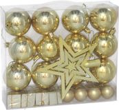 Gerimport Kerstballen, ornamenten en piek - 29-dlg - goud - kunststof - voor kleine boom