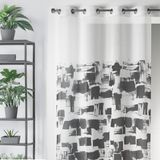 Home Maison 09410-8-AL gordijn, etamin, licht, bedrukt, met oogjes, rond, zwart/zilver, 140 x 240 cm