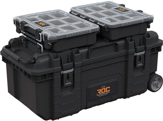 Keter ROC Pro Gear Heavy Duty Tool Opslag Rolling Mobiele Toolbox 28” Zwart/Grijs