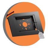 PureMounts® Tabletstandaard met afsluitbare stalen hoes voor iPad 5/6/7/8/9/iPad Air 9.7\"/10.5\"/10.9\"/ iPad Air 9.7\"/10.5\"/11\" en Samsung Tab A 10.1 (2019)/Tab A7/S6 Lite 10.4\" zwart