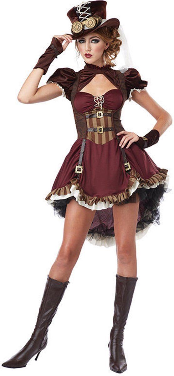 California Costumes Avonturier Steampunk Kostuum voor Vrouw - Rood - Polyester - EAN: 0019519076543