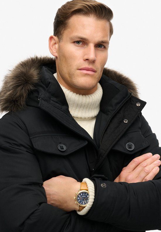 Superdry Chinook Parka van Imitatiebont Heren XXL Zwart