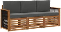 vidaXL - Bank loungeset - 4 zitplekken - Massief acacia hout - Natuurlijk en antraciet