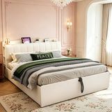 MODFU Houten Bedframe - Opbergruimte - Wit - 180 X 200 Cm