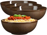 Mica Decorations Pasta bord Nusa - 4x - bruin - 17 x 6 cm - keramiek - diep bord